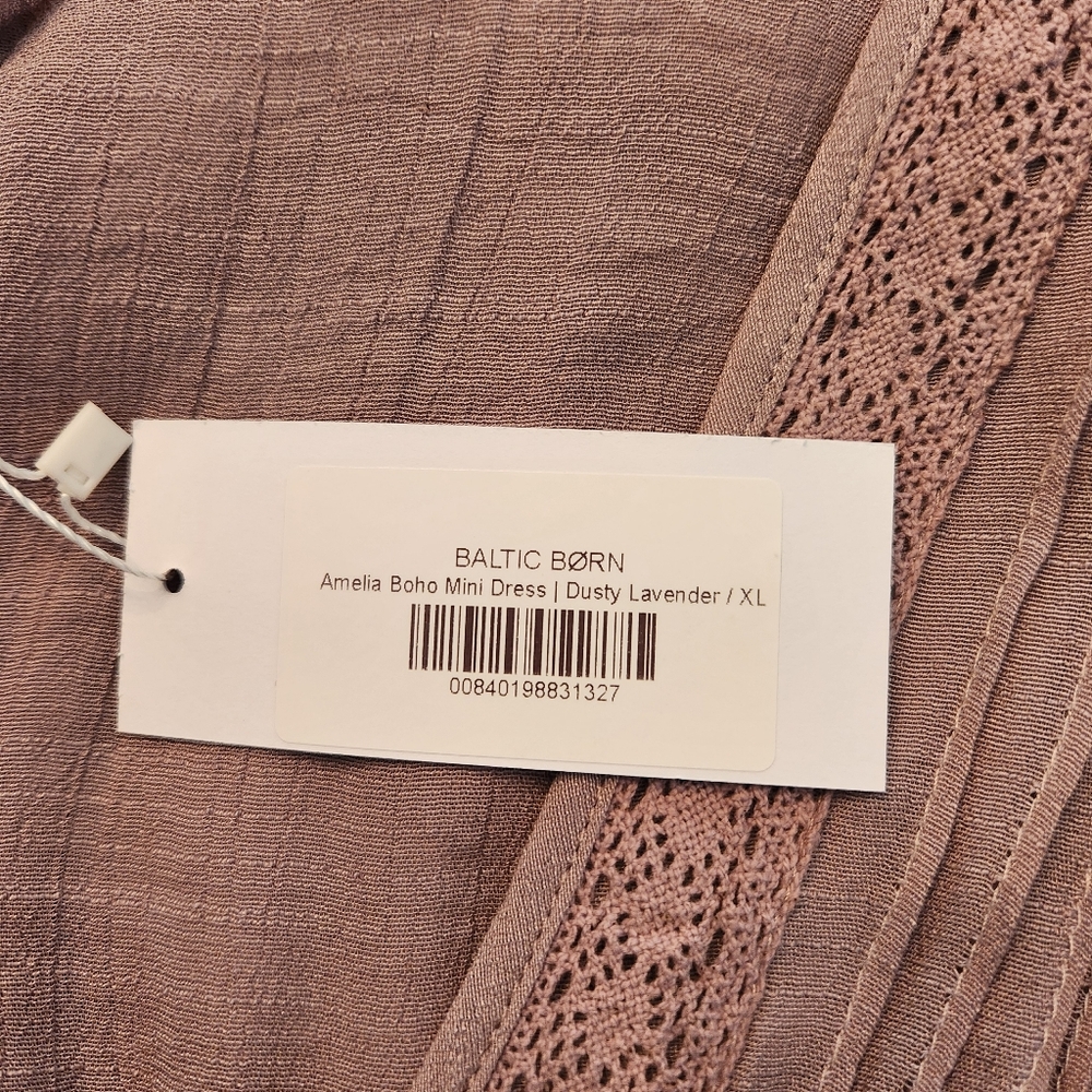 NEW Baltic Born Amelia Boho Mini V Neck Dress in Dusty Lavender XL - Picture 4 of 8